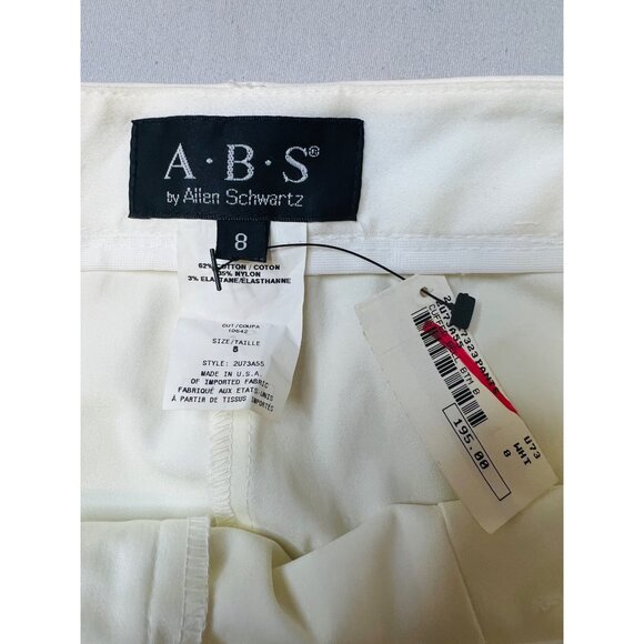 A.B.S By Allen Schwartz Womens White Cotton Blend Trousers Size 8 New With Tags - Picture 3 of 3